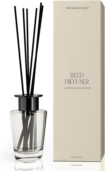 The Magic Scent Mahogany & Teakwood Reed Diffuser for Home - Luxury Scent Diffuser with Premium Fiber Reeds for Lasting Gentle Dispersal - Natural, Toxin-Free Aroma Inspired by Ambercrombie & Fitch