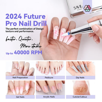 SAVILAND Electric Nail Drill Professional: 40000RPM Upgrad Nail Drill Kit 2025 Beautiful Gradient Sunset Color Scheme Nail D rill Machine Portable Nail File & Buffers Salon Use Manicure Pedicure