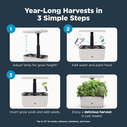 AeroGarden Harvest Lite in Cream, Soil-Free Indoor Hydroponic Garden with LED Grow Light for Year-Round Gardening of up to 6 Herbs and Vegetables