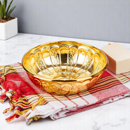 Alisveristime 1.06 Qt Turkish Hammam Bath Bowl, Traditional Metal Construction, Diameter 7.87", Height 2.36" - Multiple Colors Available (Gold)