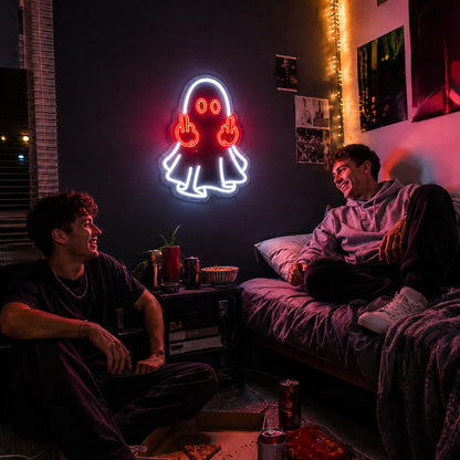 Whfobfe Red&White Neon Sign Led Neon Lights Signs for Wall Decor USB Powered Led Signs for Room Decoration-Ghost