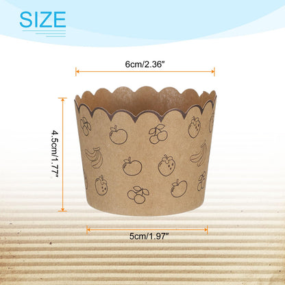 HARFINGTON 150Pcs Paper Baking Cups Small Brown Kraft Paper Muffins Liner Cupcake Greaseproof Disposable Bulk Wrappers for Wedding Birthday Graduation, Fruit
