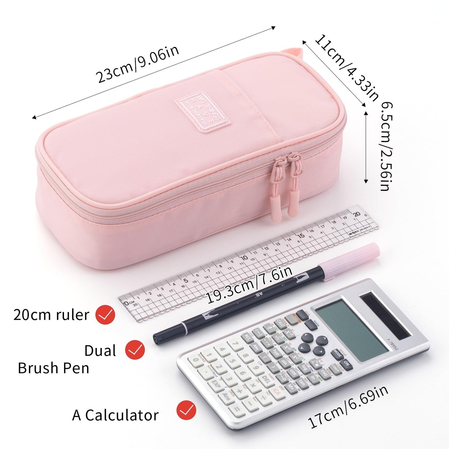 CICIMELON Durable Pencil Case Big Storage Pen Pouch Bag for School Supplies Office College Teen Girls Adults, Pink