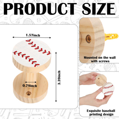 Geelin 2 Pack Baseball Curtain Holdbacks Wooden Curtain Tiebacks Wall Mounted with Screws Decorative Drapes Holders Stylish Black Drapes Tieback Hooks for Home Office