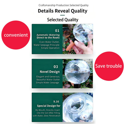 2pcsPlant Watering Glass Ball - Indoor Ceramic Automatic Waterer, Suitable for Gardens/Offices | Fashionable Design of Automatic Watering Device | Designed for Busy Office Workers//Plant Enthusiasts