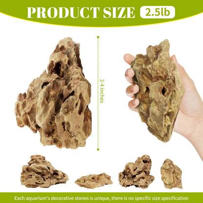 VOKOY 2.5lb Natural Dragon Stones, Aquarium Rocks Decoration Aquascaping Stone Landscaping Model for Fish Tank Decor Terrariums Paludariums Reptile Enclosures Gardens, 2-4 inches