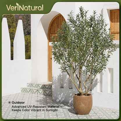 Verinatural Olive Tree Artificial Indoor 8ft - Large Fake Plants - Realistic Faux Olive Tree in Pot - Tall Artificial Plants for Home, Patio, Living Room, Office Decor,VN138