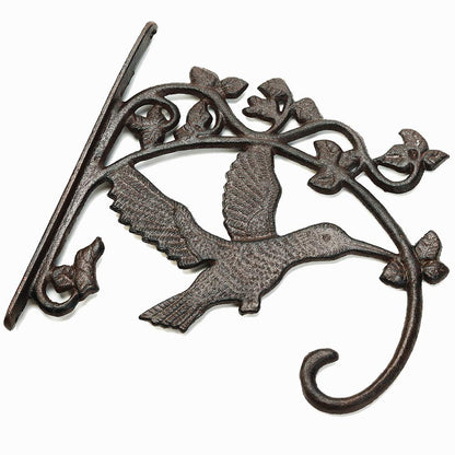 Sungmor Cast Iron Plant Hanger Wall Hooks, Heavy Duty Hanging Basket Brackets, Hummingbird Shape & 10.4 inch & 2PC Brown, Decorative Wall Hangers for Planters Lanterns Bird Feeders Houses Wind Chimes