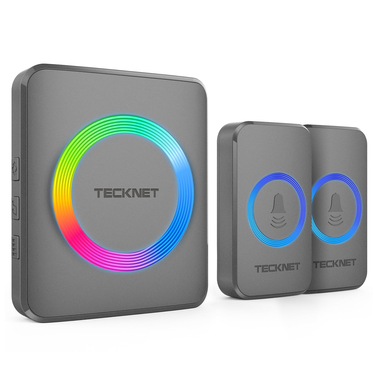 TECKNET Wireless Doorbell, Door Bell 0-120dB, 1300 ft Wireless Range, IP65 Waterproof Classroom Doorbells, 60 Chimes & 5 Volume Levels, RGB Light for Home Kid Room Office Hearing Impaired