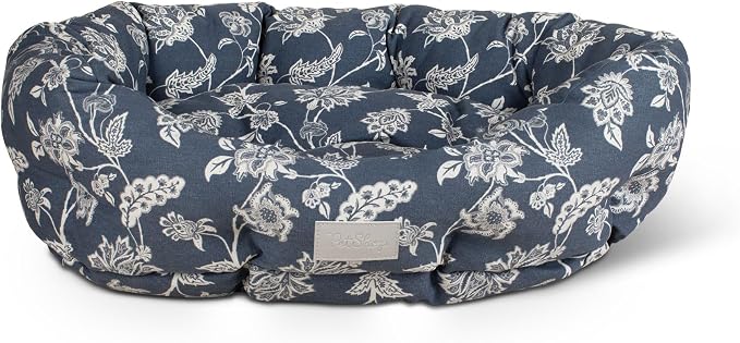 Fringe Studio INDIENNE Coastal Blue 29" W x 24" D x 9" H Medium Round Cuddler 100% Cotton Canvas Exterior, Machine Washable, PetShop Collection (215016)
