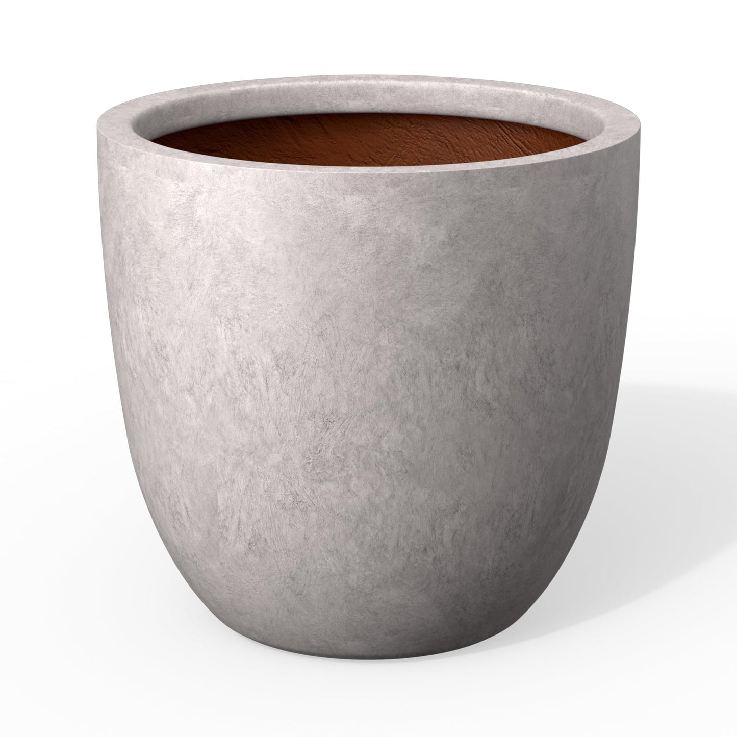 Kante 14 Inch Round Concrete Planter, Large Outdoor Indoor Plant Pot with Drainage, Light Gray Finish with Painted Interior, for Flowers, Trees, Shrubs
