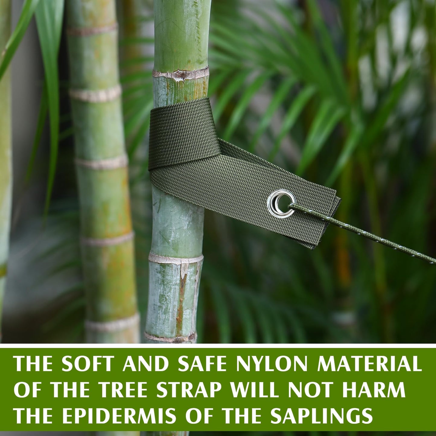 Sintuff 9 Set Heavy Duty Tree Stake Kit 15.75 Inches/ 40 cm Tree Straps for Staking and 13.12 ft/ 4 m Dock Lines Rope for Support Anchoring Home Leaning Plant Straightening Garden Tent (Army Green)