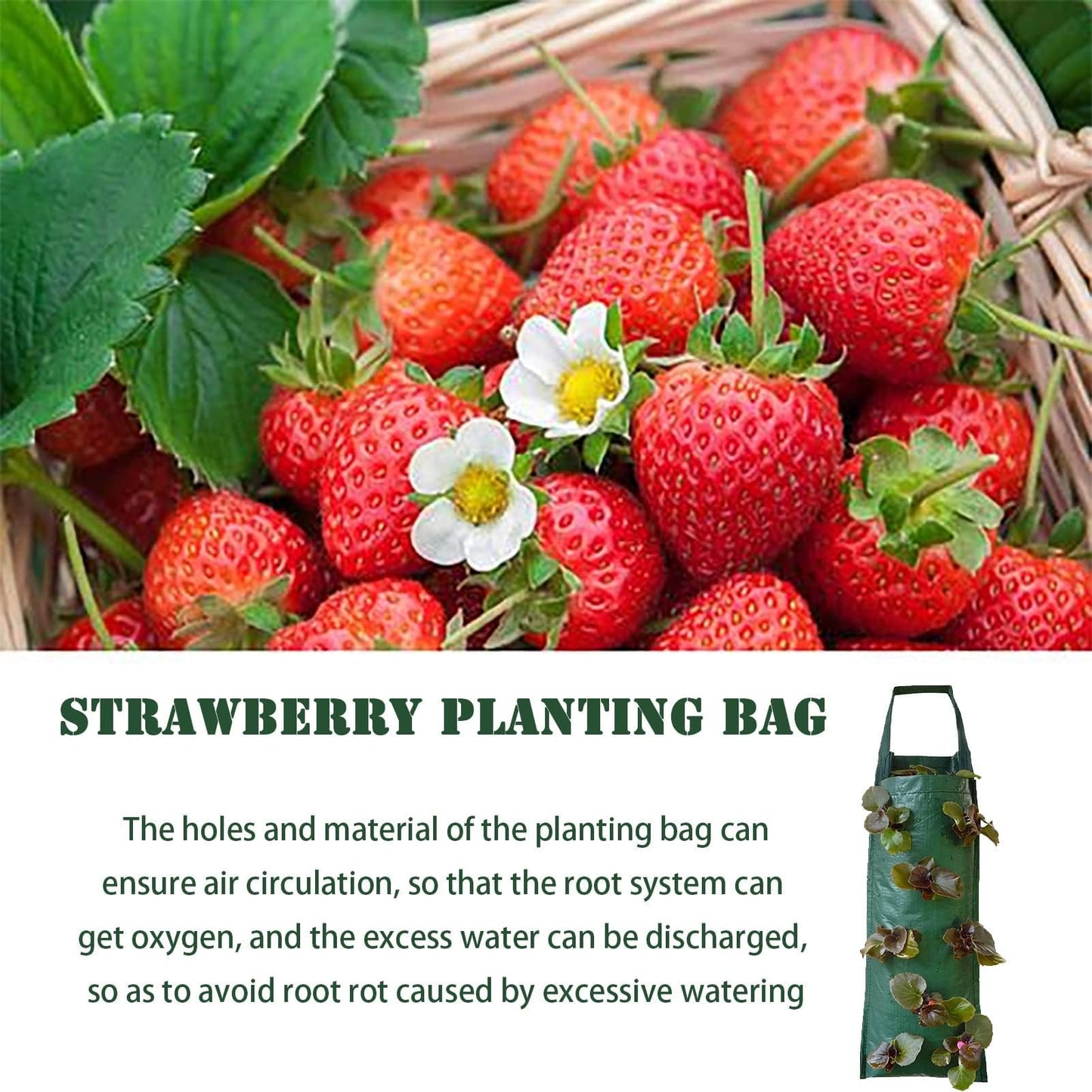2024 Hanging Strawberry Planter - Upside-Down Patio Garden Tomato Grow Bags With Handle for Outdoor (3)