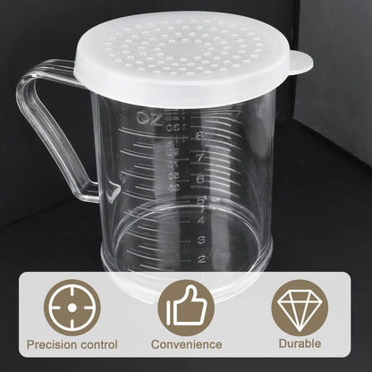 22513 Plastic Dredge Shaker with 3 Snap-on Lids, 10 oz Seasoning Sugar Spice Dispenser