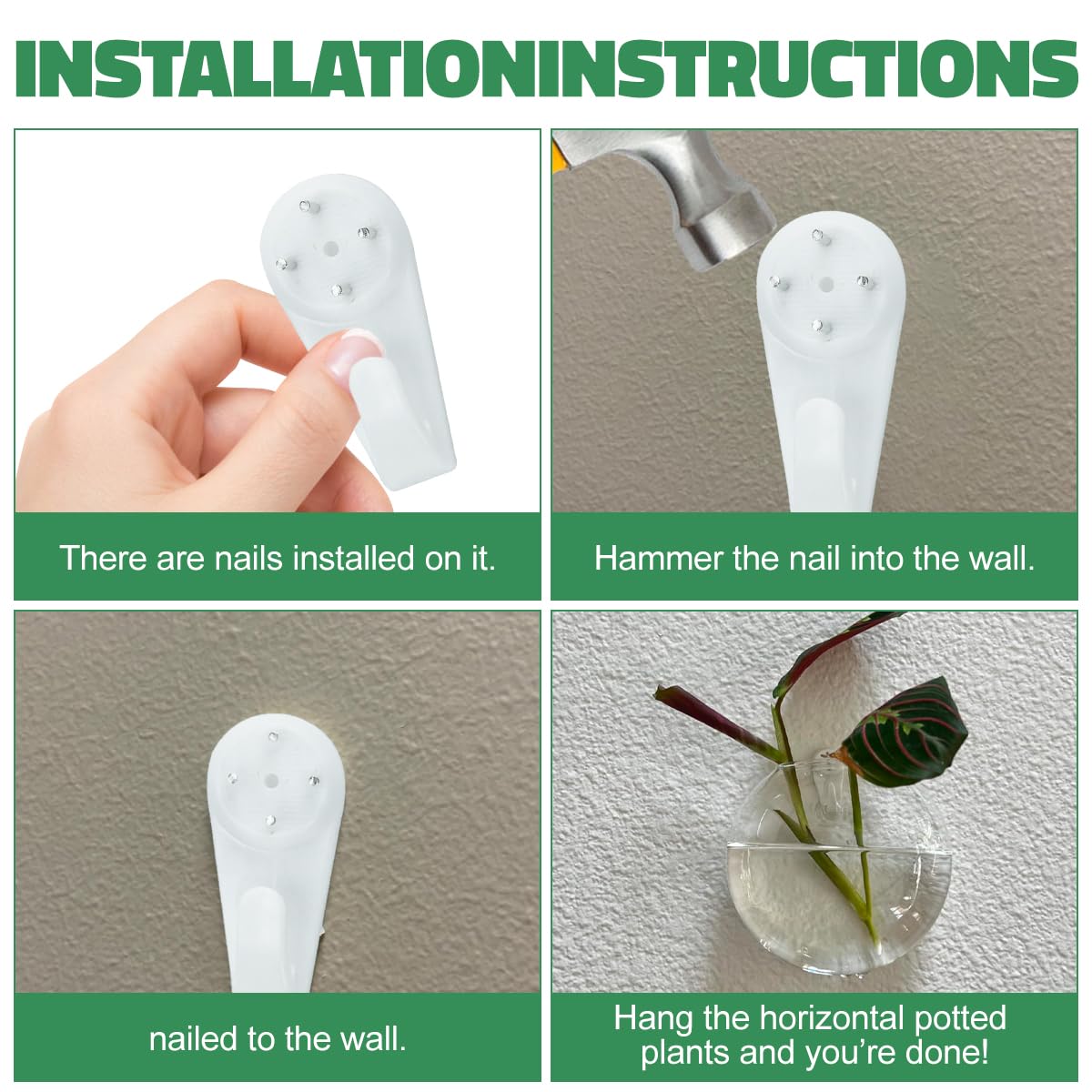 4 PCS Wall Propagation Planters, Wall Planter for Indoor Plants Oblate Glass Vases, Glass Flower Vase Holder for Hydroponics Plants Propagatio Modern Home Corridor Decor