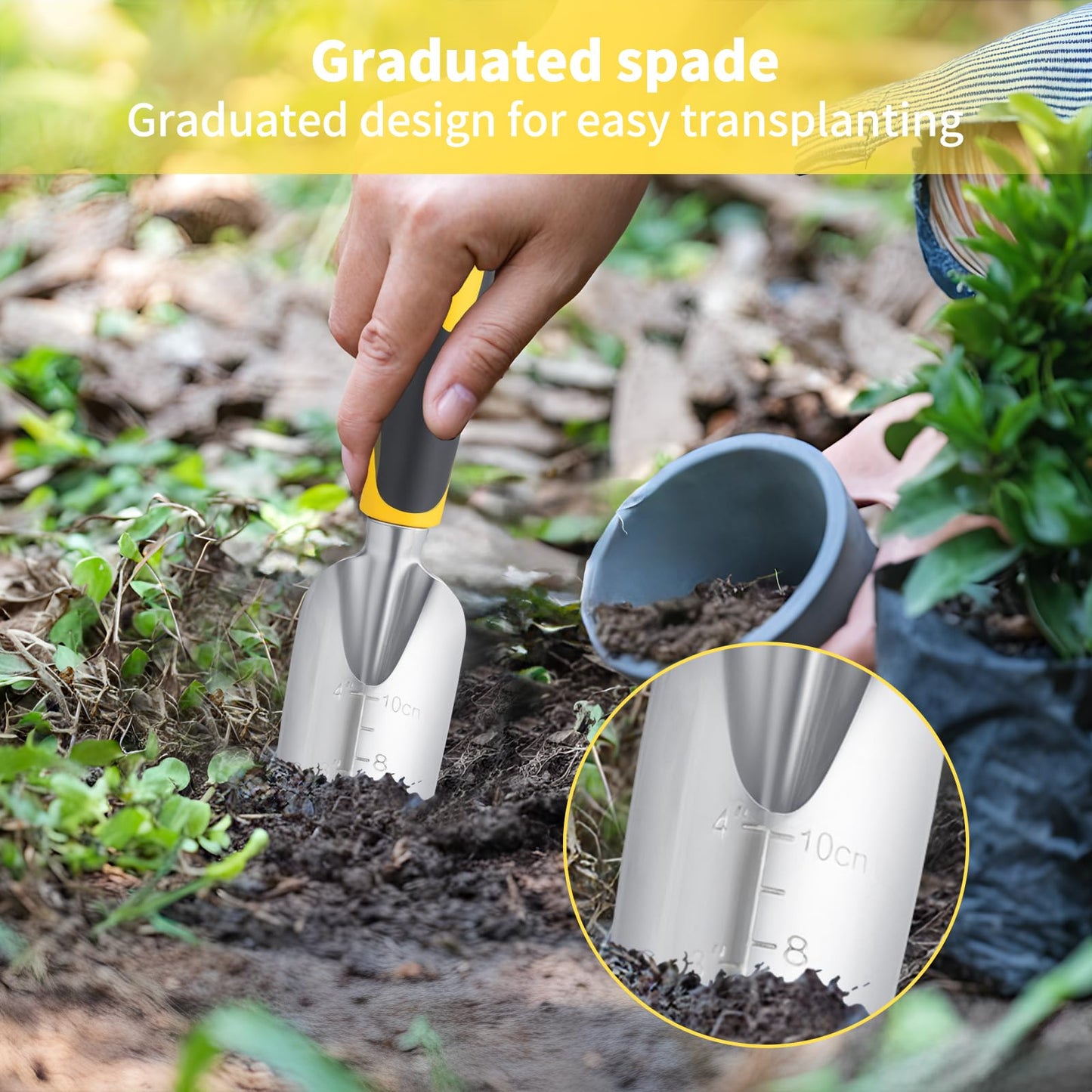 FrutPunch Garden Tool Set 4-Piece,Heavy Duty Aluminum Gardening Tools,Rust-Proof Gardening Hand Tools,with Non-Slip Ergonomic Handle,The Ideal Gift for Garden Enthusiasts.