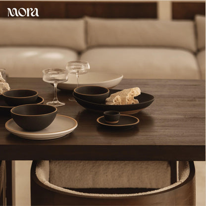Mora Nano Ramekins Set of 4, 2oz Ceramic Pottery Sauce Cups - Microwave, Oven and Dishwasher Safe - Liquorice