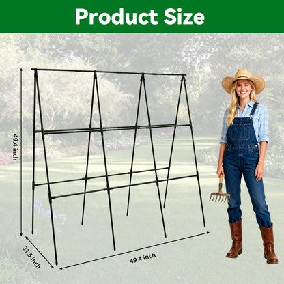 Trellume Cucumber Trellis - 49.4"*49.4" Metal Garden Trellis for Climbing Plants, Garden Trellis with Plastic-Coated Steel Pipe, A Frame Trellis for Cucumbers, Peas, Morning Glories(Black)