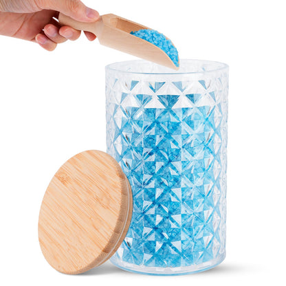 Worldity 1000ML/33OZ Acrylic Bath Salt Container, Anti-shatter Bath Salt Jars with Airtight Lids & Wooden Scoop, Acrylic Jars with Lids for Coffee, Sugar, Cookie, Bath Tub Accessories for Women