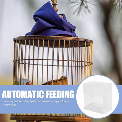 Cabilock No Mess Automatic Bird Food Box 450 Gram with Splash-Proof Design for Cage Parrot Feeding Station, Sturdy Seed Dispenser Suitable for Doves and Small Birds