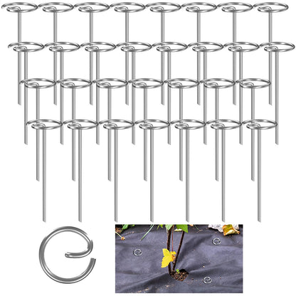 100 Pcs 7 Gauge Thickened Graden Fabric Stakes - 6in Heavy Duty Galvanized Landscape Staples, Circle Top Ground Pins for Securing Lawn Weed Barrier Fabric Cover