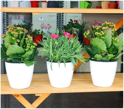 6 Pcs 3.5“ Self Watering Planter White Flower Pot, Flowers Plants, Small Mini Planter Pot, for All Plants, Herbs, African Violets, Succulents