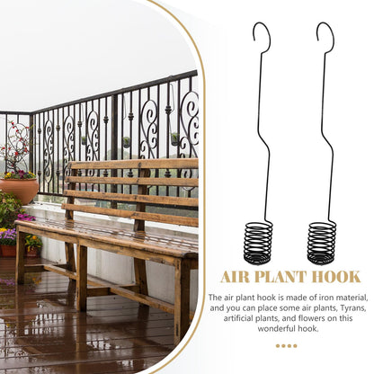 2pcs Metal Tillandsia Hanging Hooks Air Plant Holders 37cm Spiral Air Shelf Rack for Indoor Outdoor Wall Plant Display