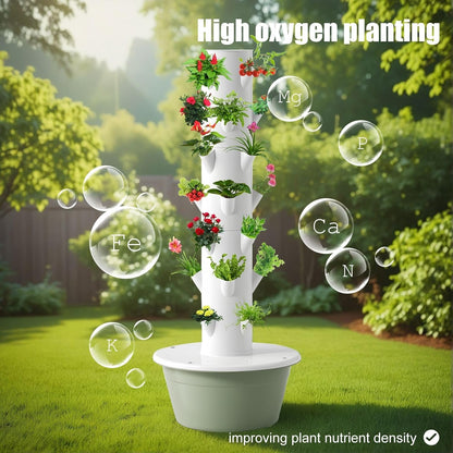 TIRUSS Hydroponic Growing Kit System, Tower Garden Hydroponic Tower with 4 LED Grow Lights, 7 Layer 28 Pots Planter, Indoor Herb Garden Planter for Lettuce, Veggies, and Fresh Greens