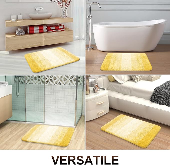 OLANLY Small Bathroom Rugs Mat 24x16, Extra Soft Absorbent Microfiber Bath Rugs, Rubber Backing, Quick Dry, Machine Washable Bath Mat for Bathroom Floor, Tub and Shower, Home Decor Accessories, Yellow