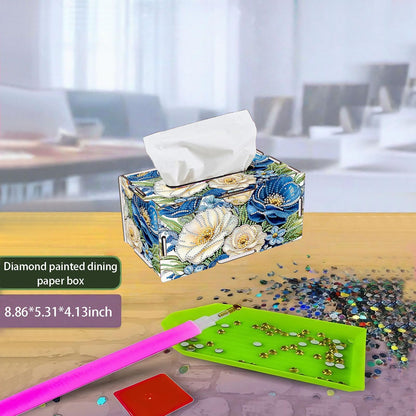 LSQFS DIY Diamond Painting Tissue Box for Adults, Wooden Diamond Art Craft Kit, Sparkling Desktop Tissue Holder with Rhinestone for Home Office Vanity Decor