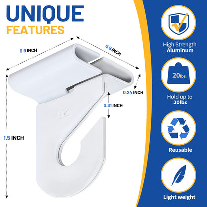 Wakhow 20 Pairs Drop Ceiling Hooks for Hanging, Suspended Track Ceiling Tile Clips, Ceiling Grid Hangers for Decorations from Classroom, Office, Home, Wedding, Hold Up to 20 lbs, 1" W X 1½" H