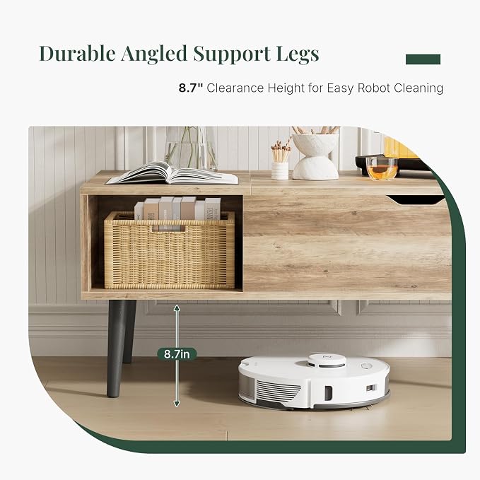 Wood Lift Top Coffee Table with Hidden Storage Compartment & Open Shelf, Multi-Functional Wooden Tabletop Dining Table for Living Room, Home Small Space