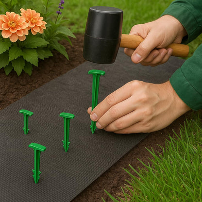 Pack of 50 - GreenStake 4-Inch Biodegradable Garden Stakes, Superior Holding Power - Eco-Friendly Garden Support Pegs & Fabric Pins for Membrane, Netting, Turf, Landscaping and Gardening