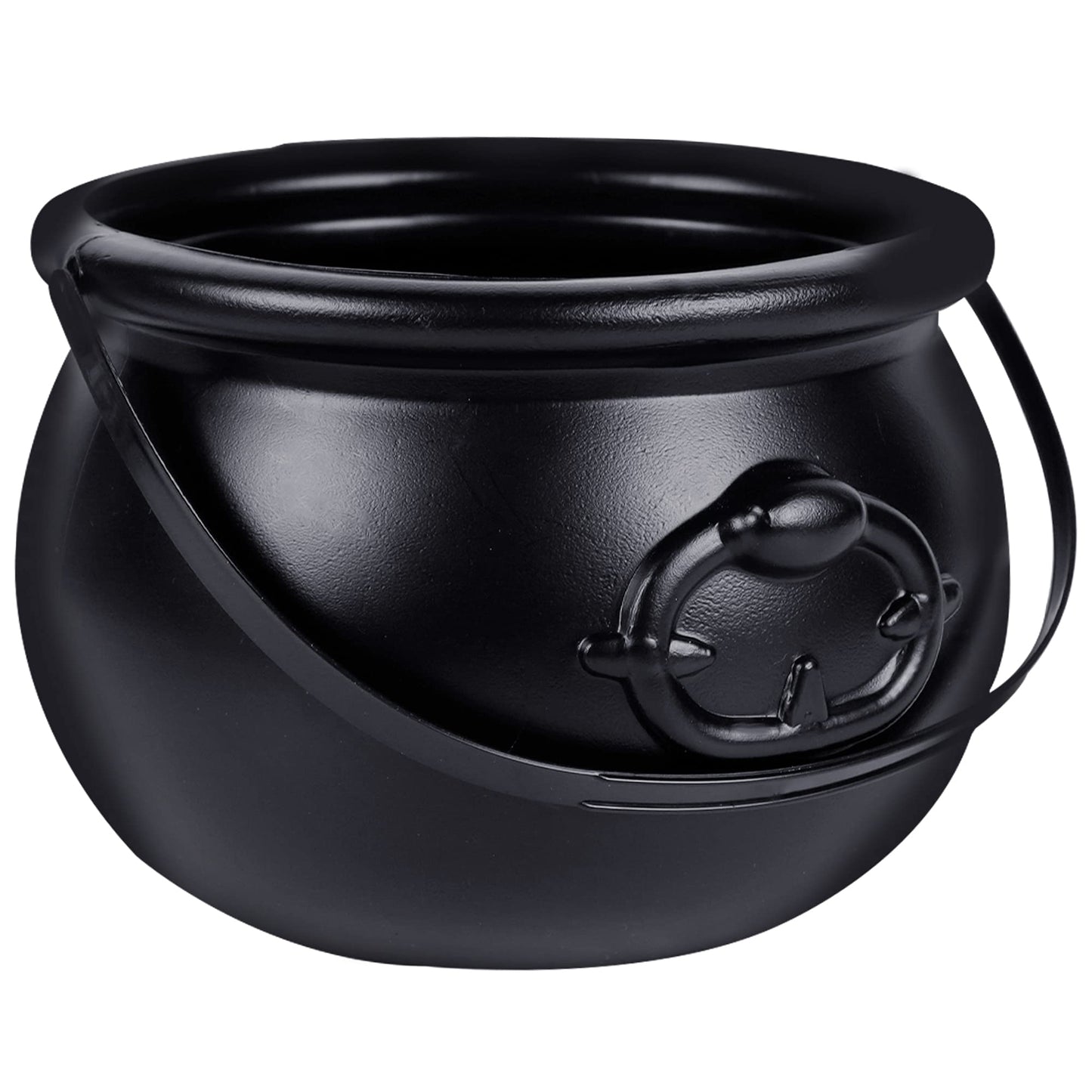 Zcaukya St Patricks Day Coin Pot, 7.4" Black Plastic Cauldron Kittle with Handle, Punch Bowl for Parties, Parade, Carnival, Dressing Accessories, Halloween Trick or Treat, Easter Egg Hunt