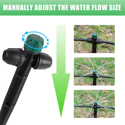 FOGWOWO Drip Irrigation Emitters for 1/4" Tubing,Adjustable 360 Degree Automatic Irrigation Dripper on 6.5" Arrow Stake for Garden Irrigation System(30Pcs Irrigation Drippers)