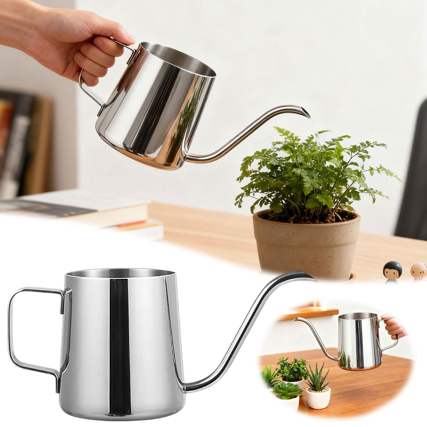 Metal Watering Can, Durable Small 013 Gallon Indoor Watering Cans for House Plants with Long Spout,Leak Proof Lightweight Decorative Water Can for Plants for Bonsai Succulents Outdoor