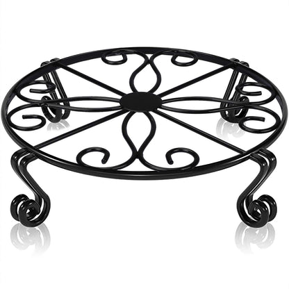 Autopromake 12"x3.1" Black Plant Stand for Flower Pot Heavy Duty Potted Holder Indoor Outdoor Metal Rustproof Iron Garden Container Round Supports Rack for Planter Bronze,Pumpkin Stand Outdoor