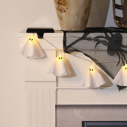 Halloween Decoration-Light Up Ghost Garland-Handmade Ghost Lights Banner for Home Party Fireplace Mantle Windows Decor