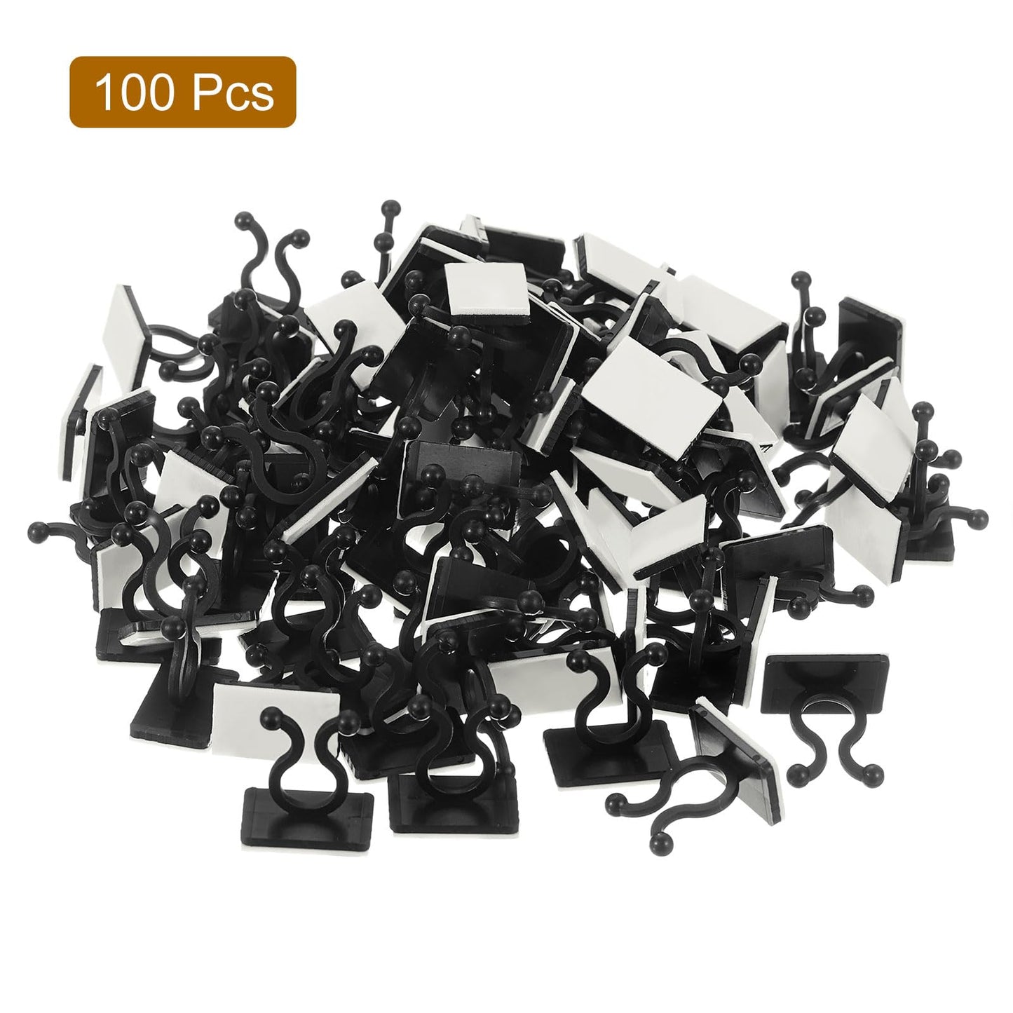 uxcell 100Pcs Plant Climbing Wall Fixture Clips, Plant Fixer Self-Adhesive Hooks Wire Fixing Supporting for Indoor Outdoor Decoration and Cable Wire Fixing (Black, 7.2mm/0.28")