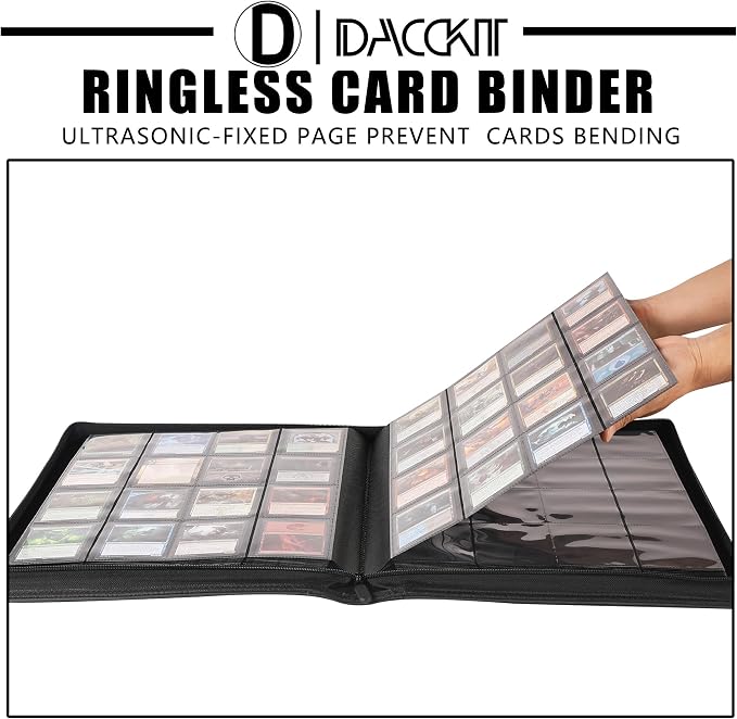 D DACCKIT Card Binder 16 Pocket - Fits 1024 Cards，4X4 Ringless Card Album with Sleeves for Trading Cards & Sports Cards（Model A，Classic Turquoise）