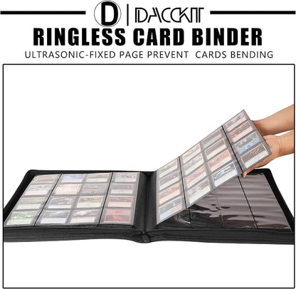 D DACCKIT Card Binder 16 Pocket - Fits 1024 Cards，4X4 Ringless Card Album with Sleeves for Trading Cards & Sports Cards（Model A，Classic Turquoise）