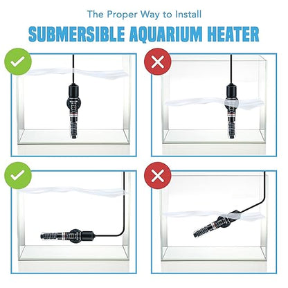 JOR Submersible Betta Heater with Sticker Thermometer for Aquarium & Frog Terrarium, Homebrewing, Aquaponics & Seed Germination (25 Watts)