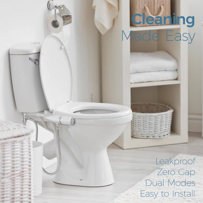 BIGCOW Ultra-Slim Bidet Attachment for Toilet - Dual Nozzle (Frontal & Rear Wash) with Adjustable Cold Water Pressure and Stainless Steel Inlet - Hygienic Solution for Fresh Cleanliness