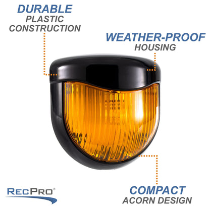 RecPro RV 12V Porch Light Fixture with Amber Lens, Black, Single, Model RP-1661 for Motorhomes, Campers, Trailers, 5th Wheels