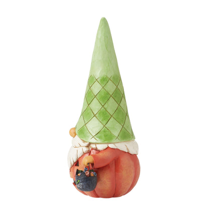 Enesco Jim Shore Heartwood Creek Halloween Collection Pumpkin Trick or Treat Gnome Figurine- Stone Resin Hand Painted Crafted Collectible Gnomes Halloween Figurines Home Decor Statue, 6.97 Inch