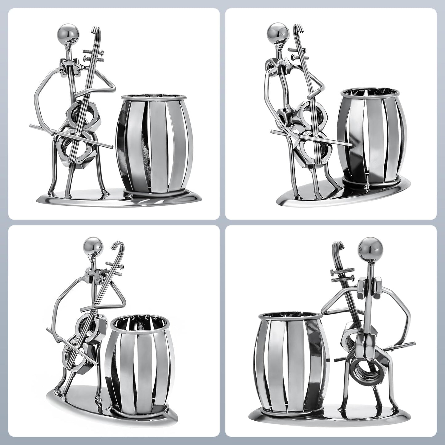 HSOOVZN Metal Pen Holder Cello Desktop Accessories Music Decor Pen Organizer Cool Pencil Cup For Music Gifts Kids Students Office Stationary
