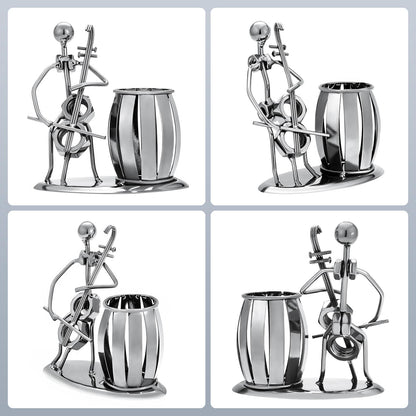 HSOOVZN Metal Pen Holder Cello Desktop Accessories Music Decor Pen Organizer Cool Pencil Cup For Music Gifts Kids Students Office Stationary