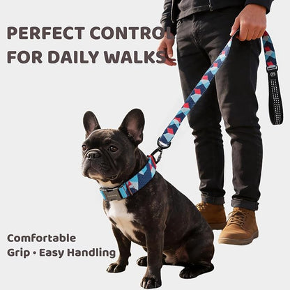 EVERKING Dog Collar & Leash Set for Everyday Walking | Matching adjustable collar and leash set with reflective handle and heavy-duty hardware for comfortable everyday dog walks.