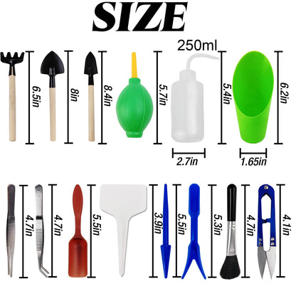 GXXMEI 20PCS/Set Succulent Tools Set, Mini Garden Tool Set, Transplanting Tools Set, Succulent Care Kit for Succulent Miniature Gardening Plant