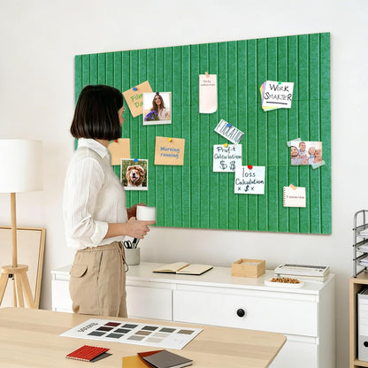 15 Pack Felt Bulletin Board, 35" x 59" Large Green Pinboard with 30 Push Pins, Felt Pin Board, Self-Adhesive Cork Board Tiles for Home, Office Walls, School Classroom Message Photos Display